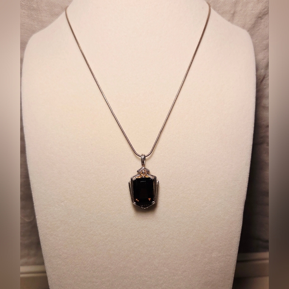 Smokey Quartz Pendant on Silver Snake Chain - Picture 2 of 4